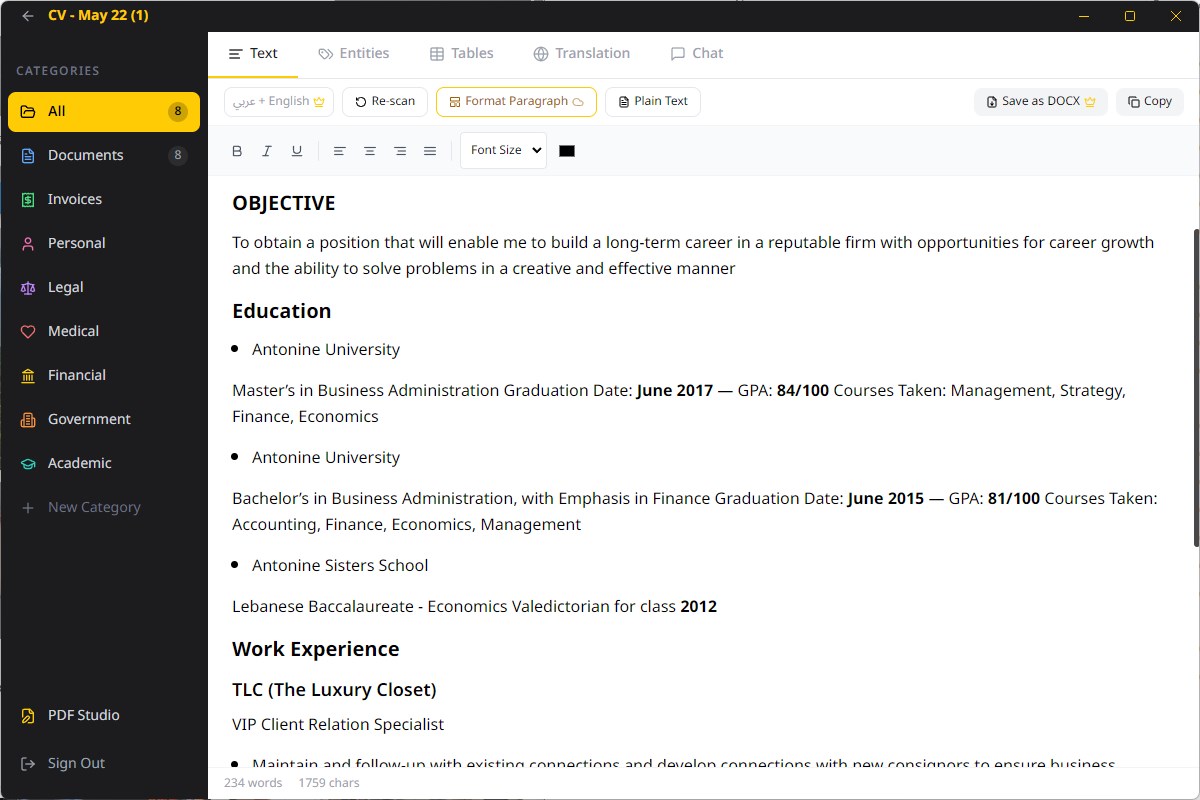 Arabic OCR for Windows — AI text features